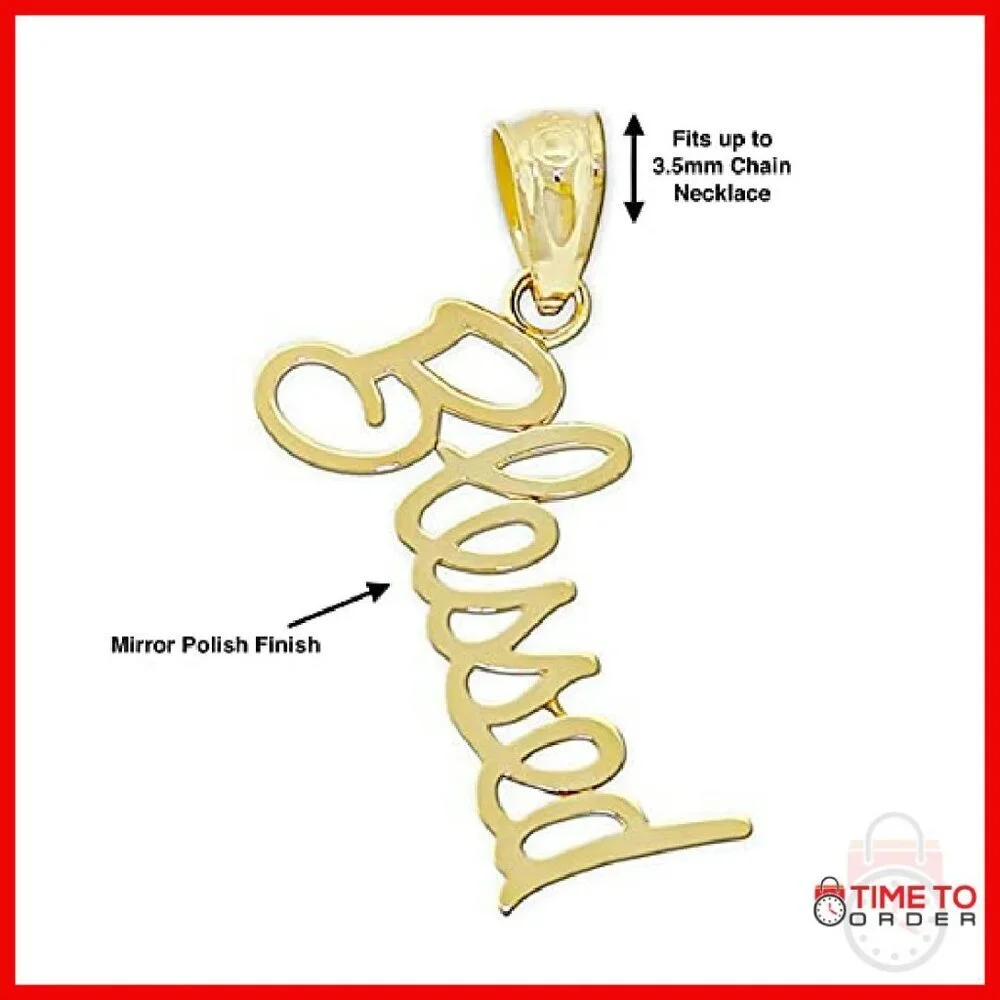 10K Solid Gold Blessed Charm Pendant for Necklace Bracelet